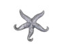 Handcrafted Rustic Silver Cast Iron Wall Mounted Decorative Metal Starfish Triple Hook 8" from Hampton Creations