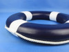 Handcrafted Dark Blue Painted Decorative Lifering with White Bands 15" from Hampton Creations Handcrafted Dark Blue Painted Decorative Lifering with White Bands 15" from Hampton Creations