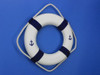 Handcrafted Classic White Decorative Anchor Lifering with Blue Bands 15" from Hampton Creations Handcrafted Classic White Decorative Anchor Lifering with Blue Bands 15" from Hampton Creations