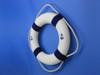Handcrafted Classic White Decorative Anchor Lifering with Blue Bands 20" from Hampton Creations Handcrafted Classic White Decorative Anchor Lifering with Blue Bands 20" from Hampton Creations