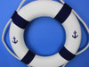 Handcrafted Classic White Decorative Anchor Lifering with Blue Bands 20" from Hampton Creations Handcrafted Classic White Decorative Anchor Lifering with Blue Bands 20" from Hampton Creations