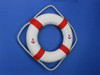 Handcrafted Classic White Decorative Anchor Lifering with Red Bands 15" from Hampton Creations Handcrafted Classic White Decorative Anchor Lifering with Red Bands 15" from Hampton Creations