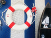 Handcrafted Classic White Decorative Anchor Lifering with Red Bands 20" from Hampton Creations Handcrafted Classic White Decorative Anchor Lifering with Red Bands 20" from Hampton Creations