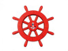 Handcrafted Red Decorative Ship Wheel With Anchor 12" from Hampton Creations Handcrafted Red Decorative Ship Wheel With Anchor 12" from Hampton Creations