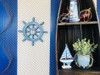 Handcrafted Rustic All Light Blue Decorative Ship Wheel With Sailboat 12" from Hampton Creations