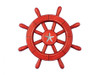 Handcrafted Rustic All Red Decorative Ship Wheel With Starfish 12" from Hampton Creations