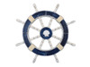 Handcrafted Rustic Dark Blue Decorative Ship Wheel with Seashell 18" from Hampton Creations
