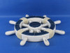 Handcrafted Rustic Dark Blue and White Decorative Ship Wheel 12" from Hampton Creations
