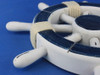 Handcrafted Rustic Dark Blue and White Decorative Ship Wheel 12" from Hampton Creations