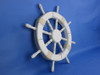 Handcrafted Rustic White Decorative Ship Wheel 18" from Hampton Creations