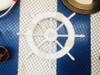 Handcrafted Rustic White Decorative Ship Wheel with Palm Tree 18" from Hampton Creations