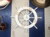 Handcrafted Rustic White Decorative Ship Wheel with Sailboat 18" from Hampton Creations