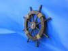 Handcrafted Rustic Wood Finish Decorative Ship Wheel with Seagull and Lifering 18" from Hampton Creations