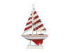 Handcrafted Wooden Red Striped Sailboat Model Christmas Tree Ornament from Hampton Creations