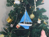 Handcrafted Wooden Light Blue Sailboat with Light Blue Sails Christmas Tree Ornament 9" from Hampton Creations