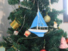 Handcrafted Wooden Light Blue Sailboat with Light Blue Sails Christmas Tree Ornament 9" from Hampton Creations Handcrafted Wooden Light Blue Sailboat with Light Blue Sails Christmas Tree Ornament 9" from Hampton Creations