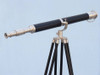 Handcrafted Floor Standing Brushed Nickel With Leather Galileo Telescope 65" from Hampton Creations Handcrafted Floor Standing Brushed Nickel With Leather Galileo Telescope 65" from Hampton Creations