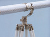 Handcrafted Floor Standing Chrome/White Leather Galileo Telescope 65" from Hampton Creations Handcrafted Floor Standing Chrome/White Leather Galileo Telescope 65" from Hampton Creations