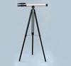 Handcrafted Floor Standing Oil-Rubbed Bronze-White Leather With Black Stand Griffith Astro Telescope 65" from Hampton Creations Handcrafted Floor Standing Oil-Rubbed Bronze-White Leather With Black Stand Griffith Astro Telescope 65" from Hampton Creations