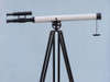 Handcrafted Floor Standing Oil-Rubbed Bronze-White Leather With Black Stand Griffith Astro Telescope 65" from Hampton Creations Handcrafted Floor Standing Oil-Rubbed Bronze-White Leather With Black Stand Griffith Astro Telescope 65" from Hampton Creations