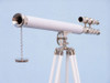 Handcrafted Hampton Collection Chrome with White Leather Griffith Astro Telescope 64" from Hampton Creations Handcrafted Hampton Collection Chrome with White Leather Griffith Astro Telescope 64" from Hampton Creations