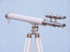 Handcrafted Hampton Collection Chrome with White Leather Griffith Astro Telescope 64" from Hampton Creations Handcrafted Hampton Collection Chrome with White Leather Griffith Astro Telescope 64" from Hampton Creations