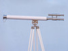 Handcrafted Hampton Collection Chrome with White Leather Griffith Astro Telescope 64" from Hampton Creations Handcrafted Hampton Collection Chrome with White Leather Griffith Astro Telescope 64" from Hampton Creations
