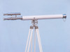 Handcrafted Hampton Collection Chrome with White Leather Griffith Astro Telescope 64" from Hampton Creations Handcrafted Hampton Collection Chrome with White Leather Griffith Astro Telescope 64" from Hampton Creations