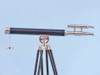 Handcrafted Chrome - Leather Griffith Astro Telescope 64" with Black Wooden Legs from Hampton Creations