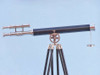 Handcrafted Chrome - Leather Griffith Astro Telescope 64" with Black Wooden Legs from Hampton Creations