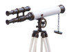 Handcrafted Floor Standing Oil Rubbed Bronze with White Leather Griffith Astro Telescope 50" from Hampton Creations Handcrafted Floor Standing Oil Rubbed Bronze with White Leather Griffith Astro Telescope 50" from Hampton Creations