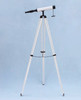 Handcrafted Floor Standing Bronze with White Leather Harbor Master Telescope 50" from Hampton Creations Handcrafted Floor Standing Bronze with White Leather Harbor Master Telescope 50" from Hampton Creations