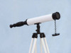 Handcrafted Floor Standing Bronze with White Leather Harbor Master Telescope 50" from Hampton Creations Handcrafted Floor Standing Bronze with White Leather Harbor Master Telescope 50" from Hampton Creations