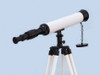 Handcrafted Floor Standing Bronze with White Leather Harbor Master Telescope 50" from Hampton Creations Handcrafted Floor Standing Bronze with White Leather Harbor Master Telescope 50" from Hampton Creations