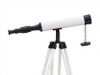 Handcrafted Floor Standing Bronze with White Leather Harbor Master Telescope 50" from Hampton Creations Handcrafted Floor Standing Bronze with White Leather Harbor Master Telescope 50" from Hampton Creations