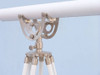 Handcrafted Floor Standing Brushed Nickel With White Leather Anchormaster Telescope 65" from Hampton Creations Handcrafted Floor Standing Brushed Nickel With White Leather Anchormaster Telescope 65" from Hampton Creations
