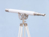 Handcrafted Floor Standing Brushed Nickel With White Leather Anchormaster Telescope 65" from Hampton Creations Handcrafted Floor Standing Brushed Nickel With White Leather Anchormaster Telescope 65" from Hampton Creations