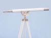 Handcrafted Floor Standing Brushed Nickel With White Leather Anchormaster Telescope 65" from Hampton Creations Handcrafted Floor Standing Brushed Nickel With White Leather Anchormaster Telescope 65" from Hampton Creations