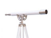 Handcrafted Floor Standing Brushed Nickel With White Leather Anchormaster Telescope 65" from Hampton Creations Handcrafted Floor Standing Brushed Nickel With White Leather Anchormaster Telescope 65" from Hampton Creations
