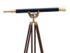 Handcrafted Floor Standing Brass/Leather Anchormaster Telescope 65" from Hampton Creations Handcrafted Floor Standing Brass/Leather Anchormaster Telescope 65" from Hampton Creations