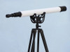 Handcrafted Floor Standing Oil-Rubbed Bronzed-White Leather with Black Stand Anchormaster Telescope 65" from Hampton Creations Handcrafted Floor Standing Oil-Rubbed Bronzed-White Leather with Black Stand Anchormaster Telescope 65" from Hampton Creations
