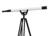 Handcrafted Floor Standing Oil-Rubbed Bronzed-White Leather with Black Stand Anchormaster Telescope 65" from Hampton Creations Handcrafted Floor Standing Oil-Rubbed Bronzed-White Leather with Black Stand Anchormaster Telescope 65" from Hampton Creations