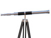 Handcrafted Admirals Floor Standing Chrome with Leather Telescope 60" from Hampton Creations Handcrafted Admirals Floor Standing Chrome with Leather Telescope 60" from Hampton Creations