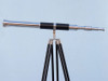 Handcrafted Admirals Floor Standing Chrome with Leather Telescope 60" from Hampton Creations Handcrafted Admirals Floor Standing Chrome with Leather Telescope 60" from Hampton Creations