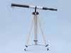 Handcrafted Admirals Floor Standing Oil Rubbed Bronze with White Leather Telescope 60" from Hampton Creations Handcrafted Admirals Floor Standing Oil Rubbed Bronze with White Leather Telescope 60" from Hampton Creations
