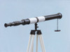 Handcrafted Admirals Floor Standing Oil Rubbed Bronze with White Leather Telescope 60" from Hampton Creations Handcrafted Admirals Floor Standing Oil Rubbed Bronze with White Leather Telescope 60" from Hampton Creations