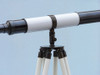 Handcrafted Admirals Floor Standing Oil Rubbed Bronze with White Leather Telescope 60" from Hampton Creations Handcrafted Admirals Floor Standing Oil Rubbed Bronze with White Leather Telescope 60" from Hampton Creations