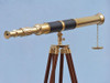 Handcrafted Admirals Floor Standing Brass with Leather Telescope 60" from Hampton Creations Handcrafted Admirals Floor Standing Brass with Leather Telescope 60" from Hampton Creations