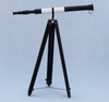 Handcrafted Admirals Floor Standing Oil Rubbed Bronze-White Leather with Black Stand Telescope 60" from Hampton Creations Handcrafted Admirals Floor Standing Oil Rubbed Bronze-White Leather with Black Stand Telescope 60" from Hampton Creations