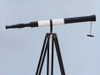 Handcrafted Admirals Floor Standing Oil Rubbed Bronze-White Leather with Black Stand Telescope 60" from Hampton Creations Handcrafted Admirals Floor Standing Oil Rubbed Bronze-White Leather with Black Stand Telescope 60" from Hampton Creations